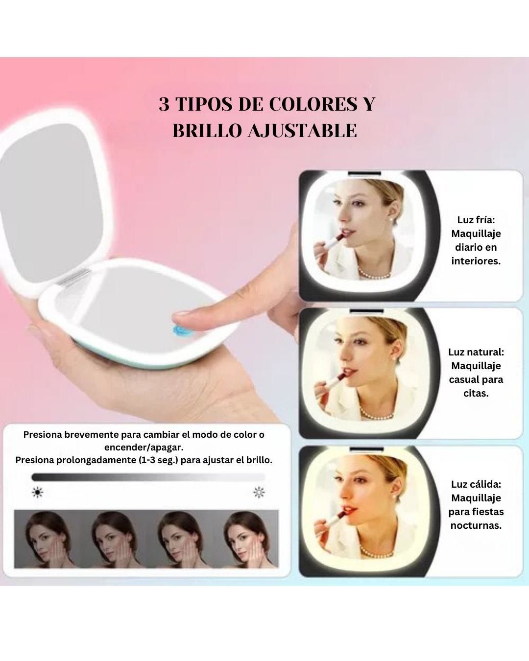 Espejo Compacto con Luz LED