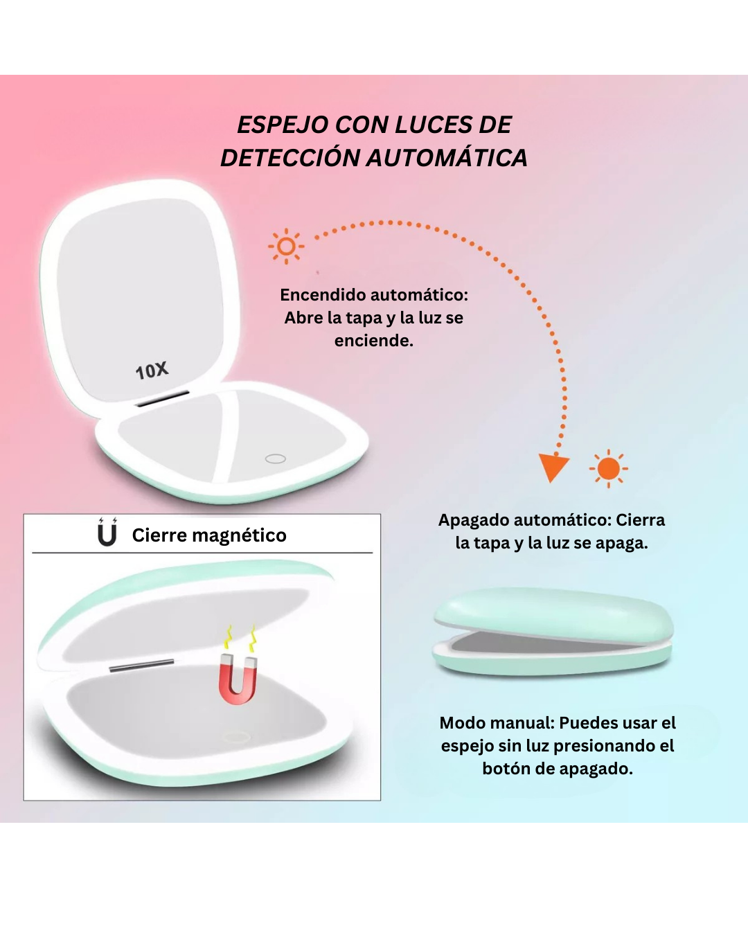 Espejo Compacto con Luz LED