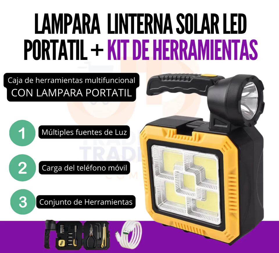 Set de Herramientas con Linterna (Panel Solar)
