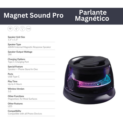 Sound Pro - Parlante Magnético Resistente al agua y al Polvo