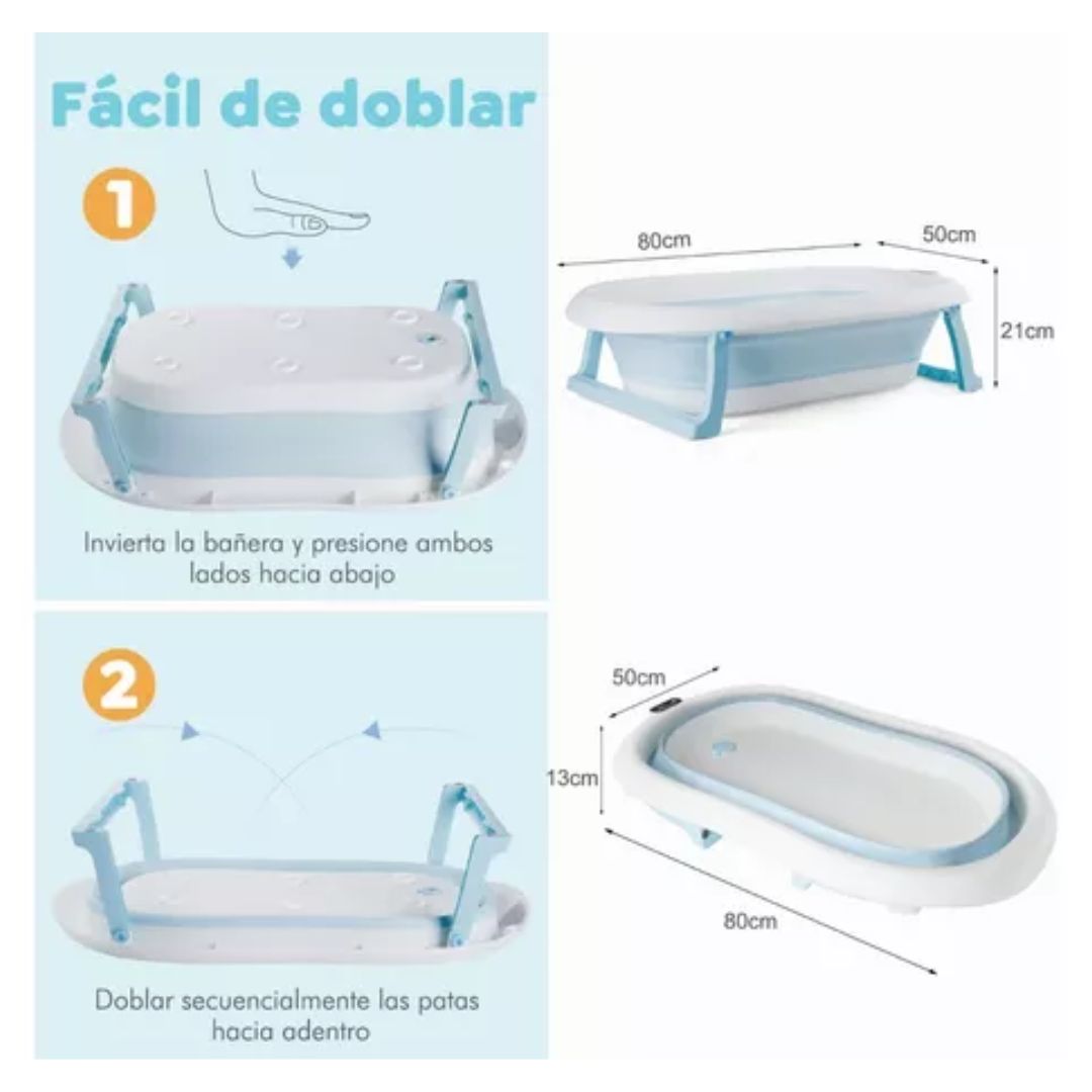 Bañera Plegable con Termómetro + Cojín