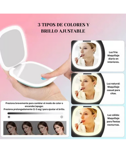 Espejo Compacto con Luz LED