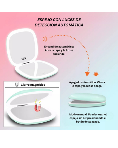 Espejo Compacto con Luz LED