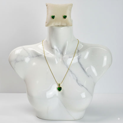 Corazón de Esmeralda – Set de Cadena y Aretes – Edición Especial