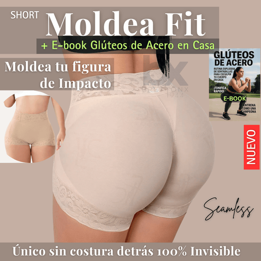 MoldeaFit Short INVISIBLE con Control y Realce "Unicos Sin Costura detrás" + Ebook Glúteos de Acero Gratis con GRATIS